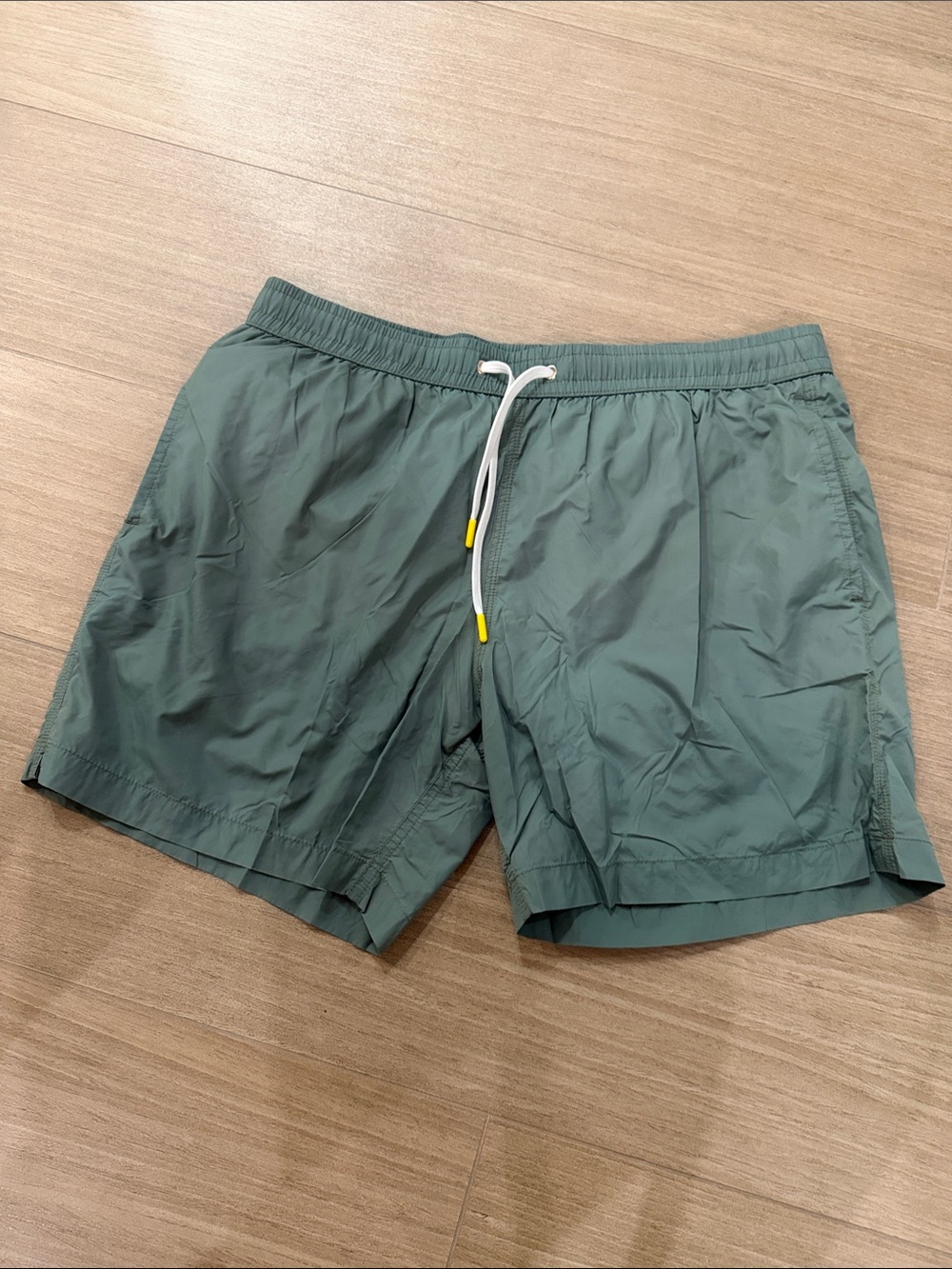 Hartford Olive Green Swim Trunks with Back Patch Pocket